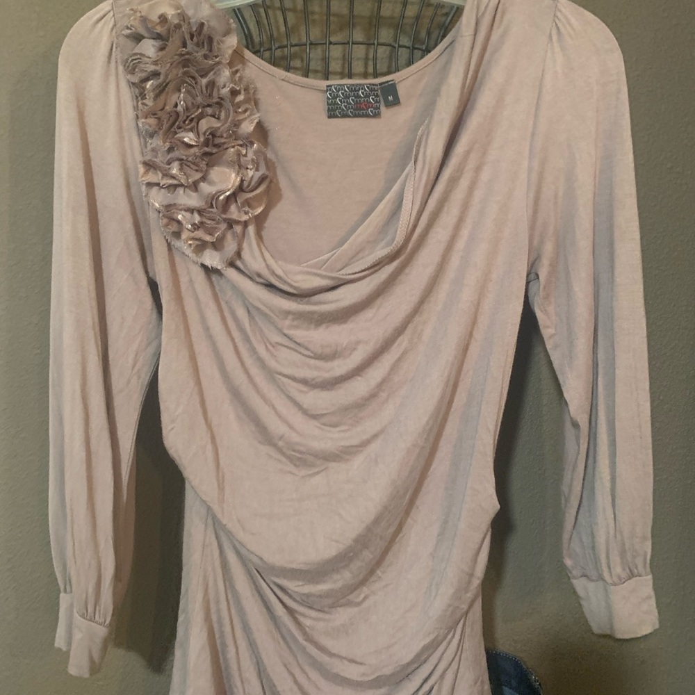 Tan blouse, 3/4 sleeve